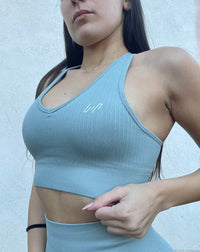 RIBBED Bra azzurro cenere