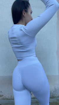 RIBBED Leggings bianco